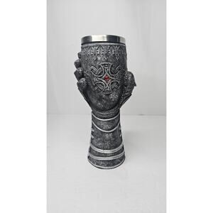 Nemesis Now Medieval Knight Gauntlet Goblet 8.5" Cross Red Stones Knights Cup